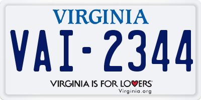 VA license plate VAI2344