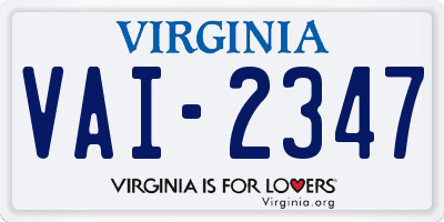 VA license plate VAI2347