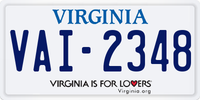 VA license plate VAI2348