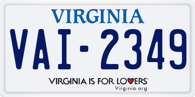 VA license plate VAI2349