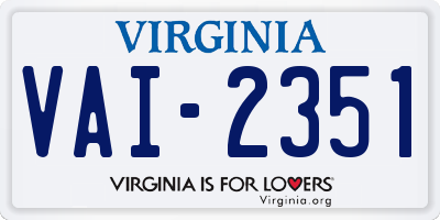 VA license plate VAI2351