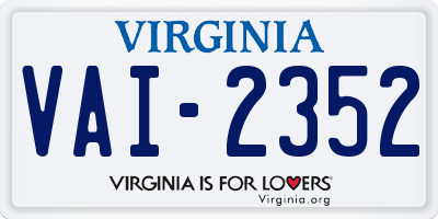 VA license plate VAI2352