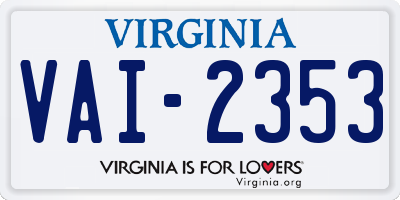 VA license plate VAI2353