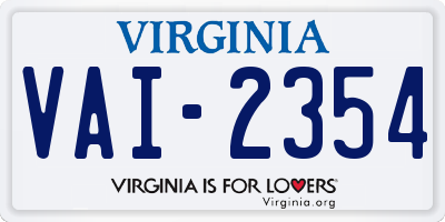 VA license plate VAI2354