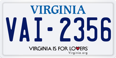 VA license plate VAI2356