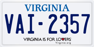 VA license plate VAI2357