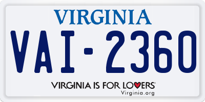 VA license plate VAI2360