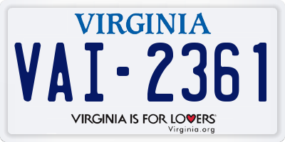 VA license plate VAI2361