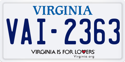 VA license plate VAI2363
