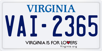 VA license plate VAI2365