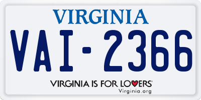 VA license plate VAI2366