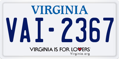 VA license plate VAI2367