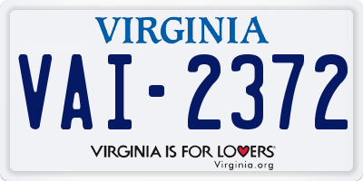 VA license plate VAI2372