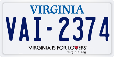 VA license plate VAI2374