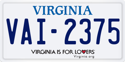 VA license plate VAI2375