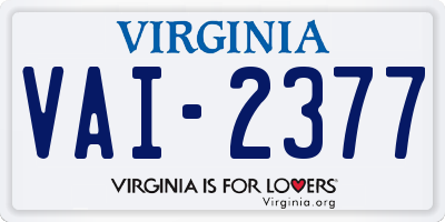 VA license plate VAI2377