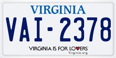 VA license plate VAI2378