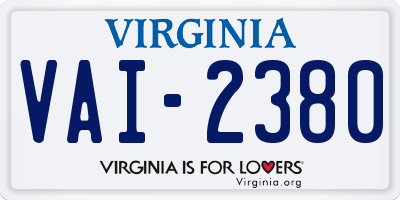 VA license plate VAI2380