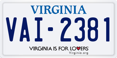 VA license plate VAI2381
