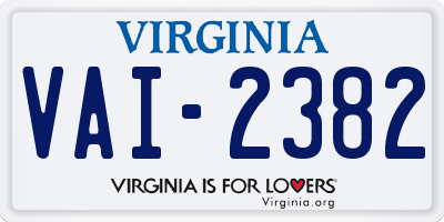 VA license plate VAI2382