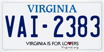 VA license plate VAI2383