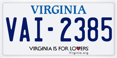 VA license plate VAI2385