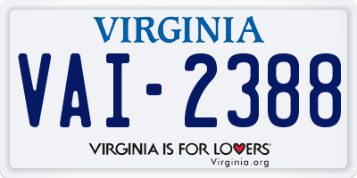 VA license plate VAI2388