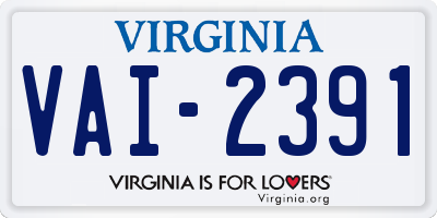 VA license plate VAI2391