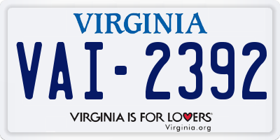 VA license plate VAI2392