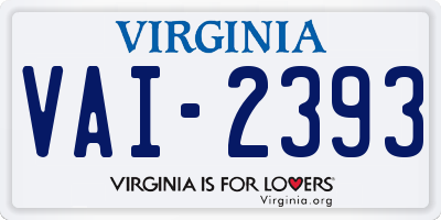 VA license plate VAI2393