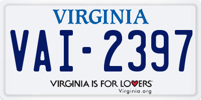 VA license plate VAI2397