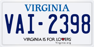 VA license plate VAI2398