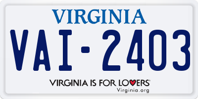 VA license plate VAI2403