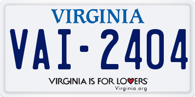 VA license plate VAI2404