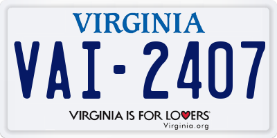 VA license plate VAI2407