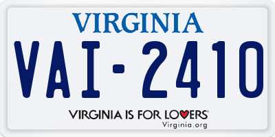 VA license plate VAI2410