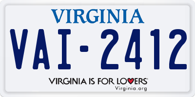 VA license plate VAI2412