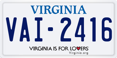 VA license plate VAI2416