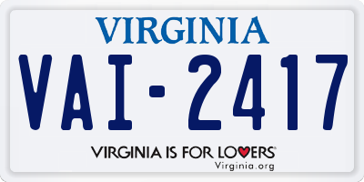 VA license plate VAI2417