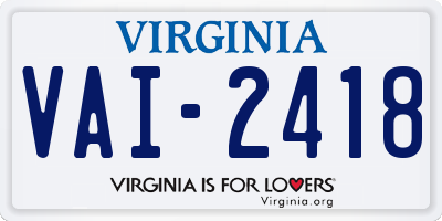 VA license plate VAI2418