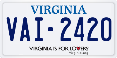 VA license plate VAI2420
