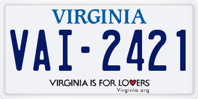 VA license plate VAI2421