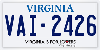 VA license plate VAI2426