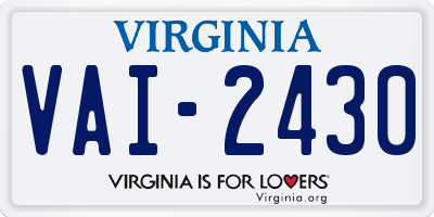 VA license plate VAI2430