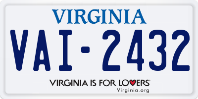 VA license plate VAI2432