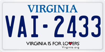 VA license plate VAI2433