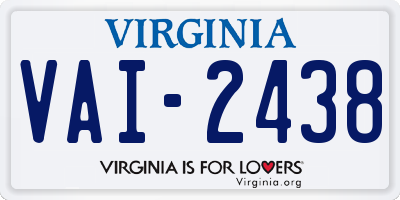 VA license plate VAI2438