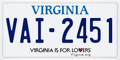 VA license plate VAI2451