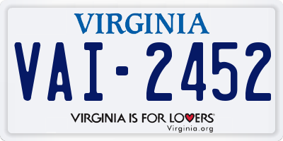 VA license plate VAI2452