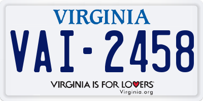 VA license plate VAI2458